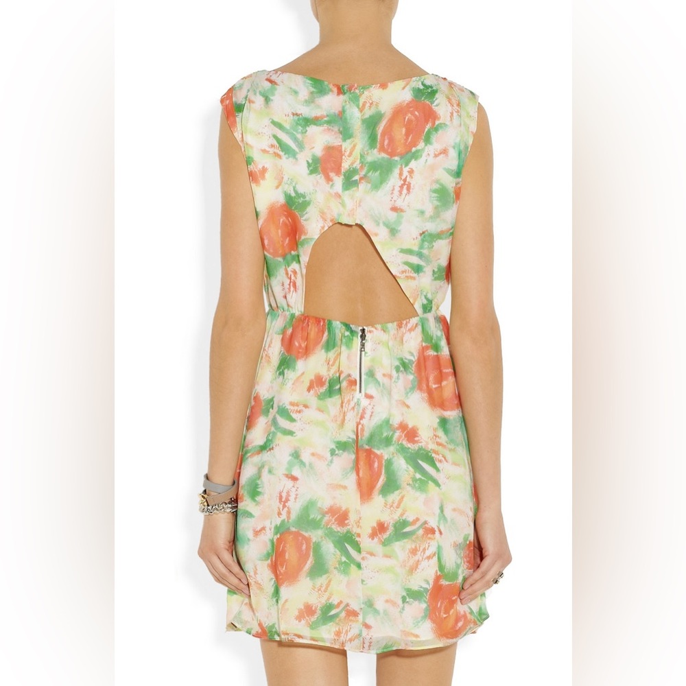 Alice + Olivia Silk Watercolor Floral Print Dress - Picture 8 of 11